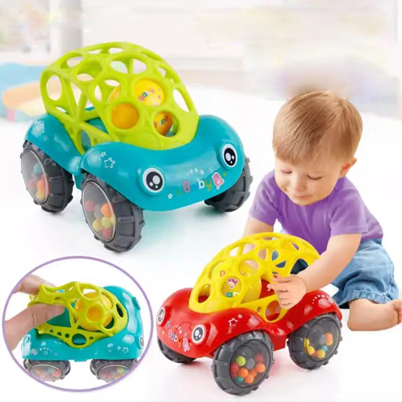 

Baby Crawling Toy Push and Go Truck Roll Car Rattle Teether Educational Games for For Babies Development 6 12 Month Baby Car Toy