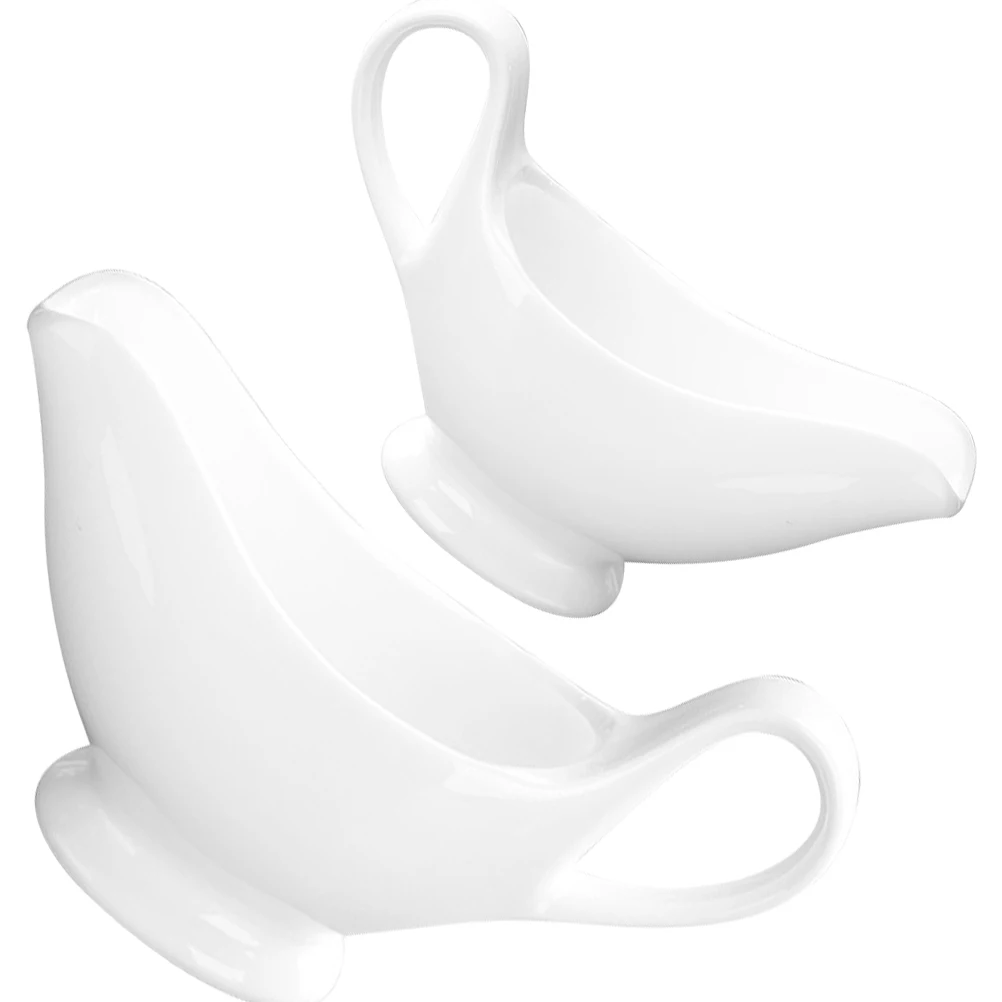 

2Pcs Ceramic Sauce Dish White Gravy Boat for Mustard Vinegar Oil Chili Dipping Condiment Cup Household Restaurant Use