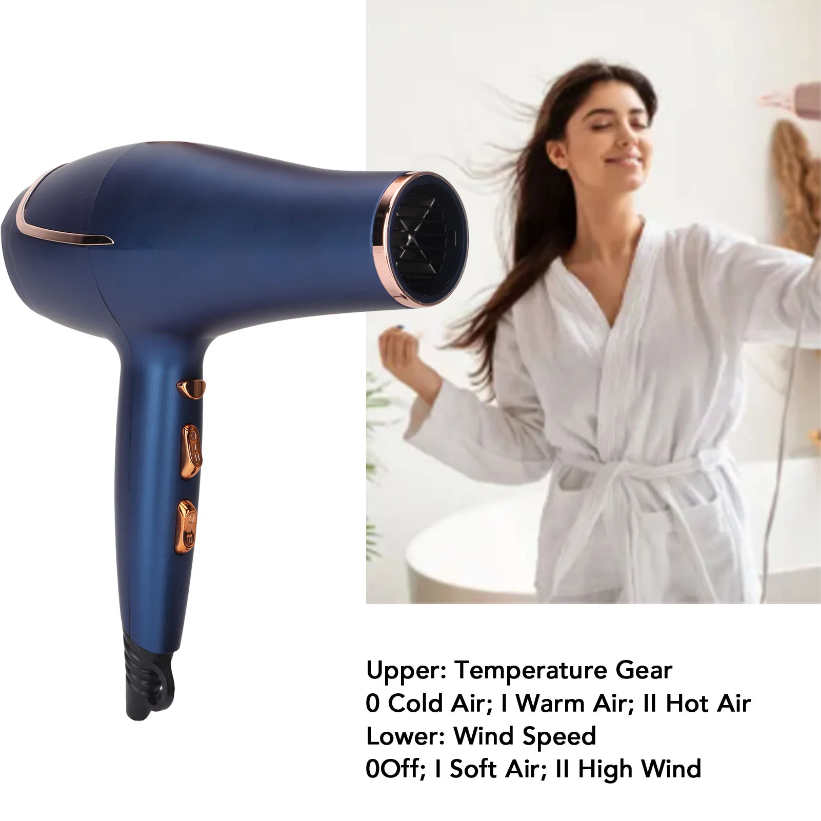 Hair Drier, 800W High Power Blow Dryer Negative Ion Hair Care Hair Dryer Hairdryer for Barber Shops Household US PLUG