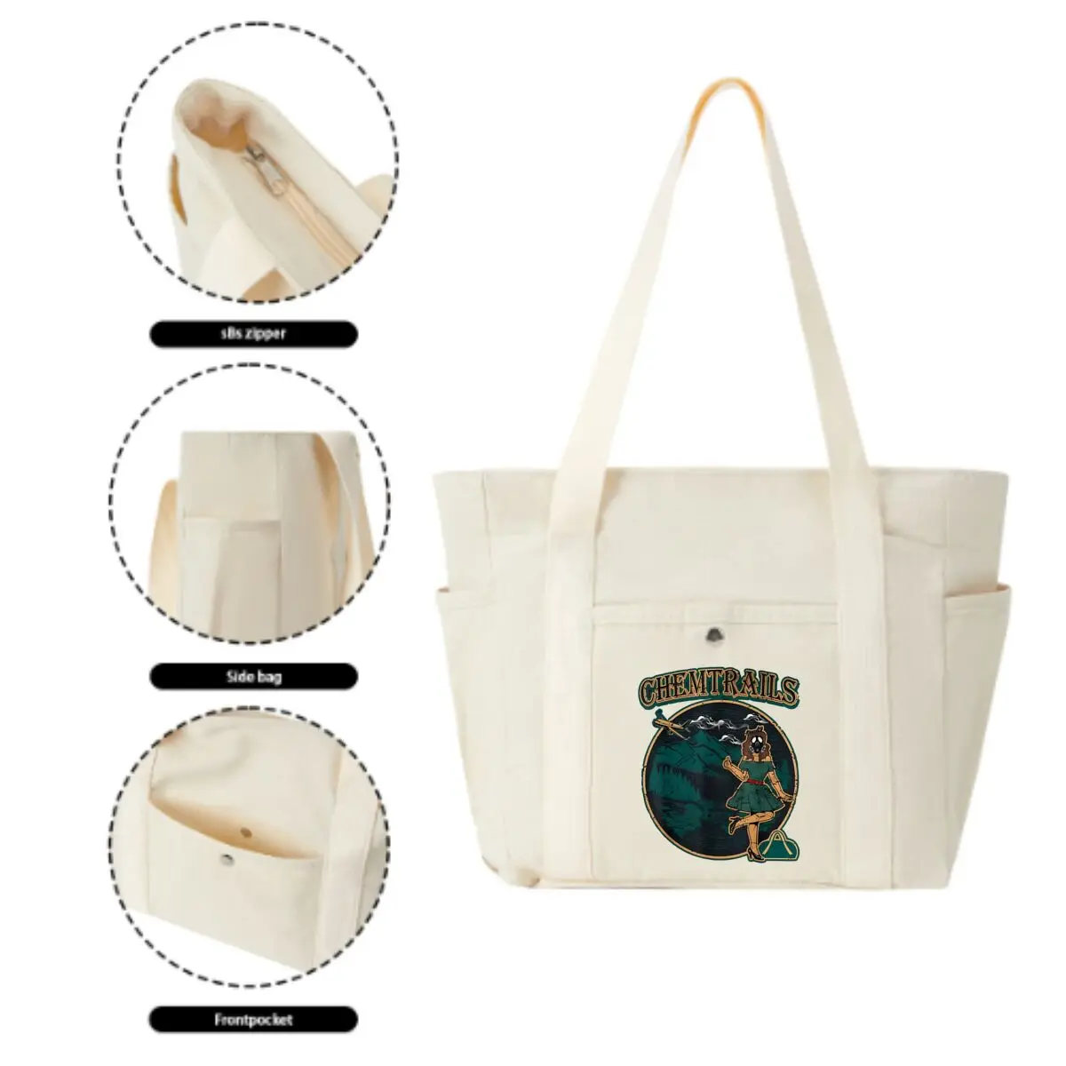 Chem Trails Retro Mulheres Lona Bolsa de Ombro Moda Design Simples Bolsa