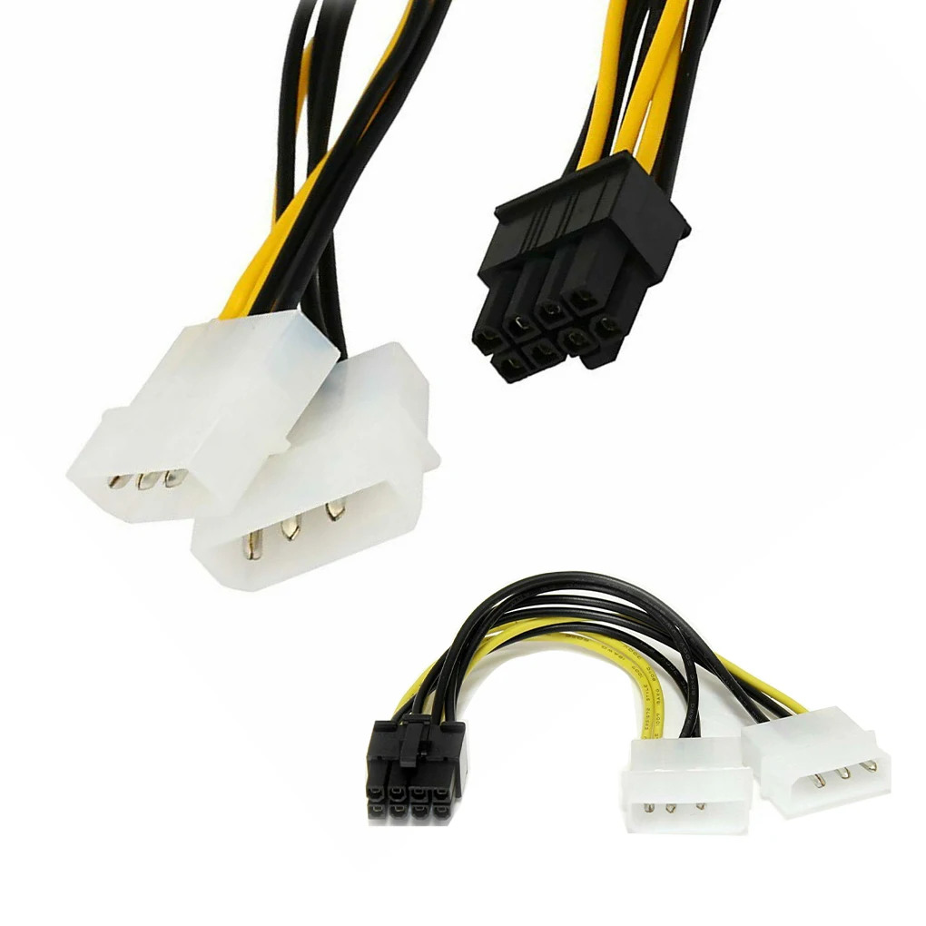 5 Pcs 18cm 8Pin to Dual 4Pin Video Card Power Cord 180W Y Shape 8 Pin PCI Express To Dual 4 Pin Molex Graphics Card Power Cable