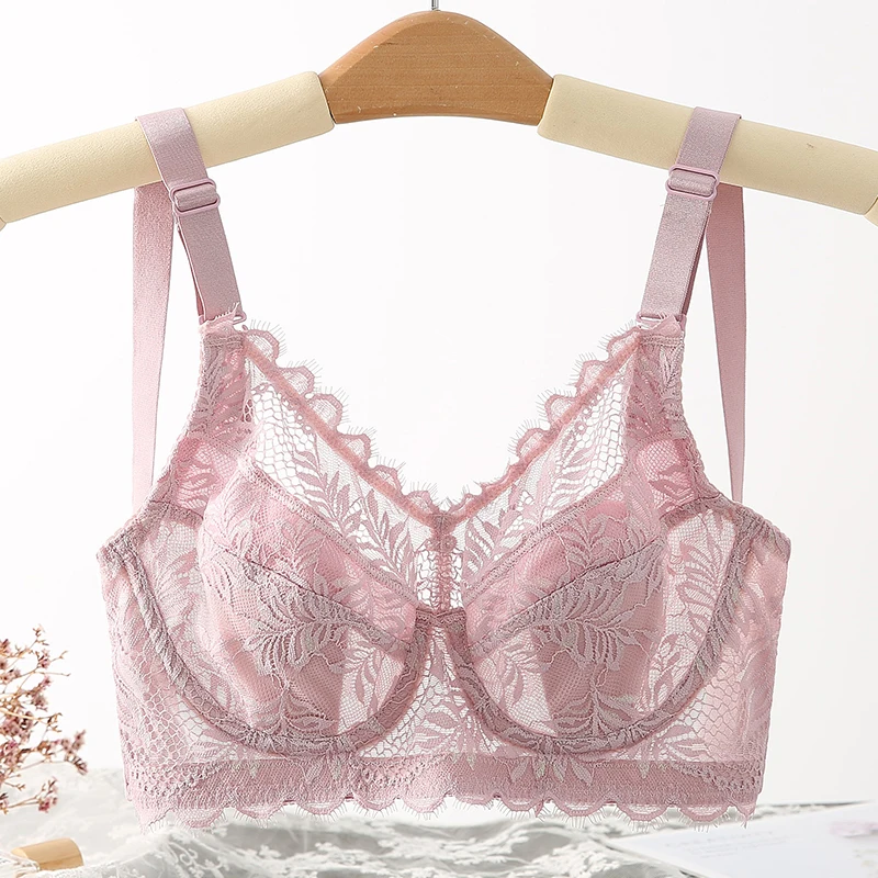 

Lace Bra Women's Full Coverage Floral Embrodiery Ultra-thin Bra Lingerie C D E