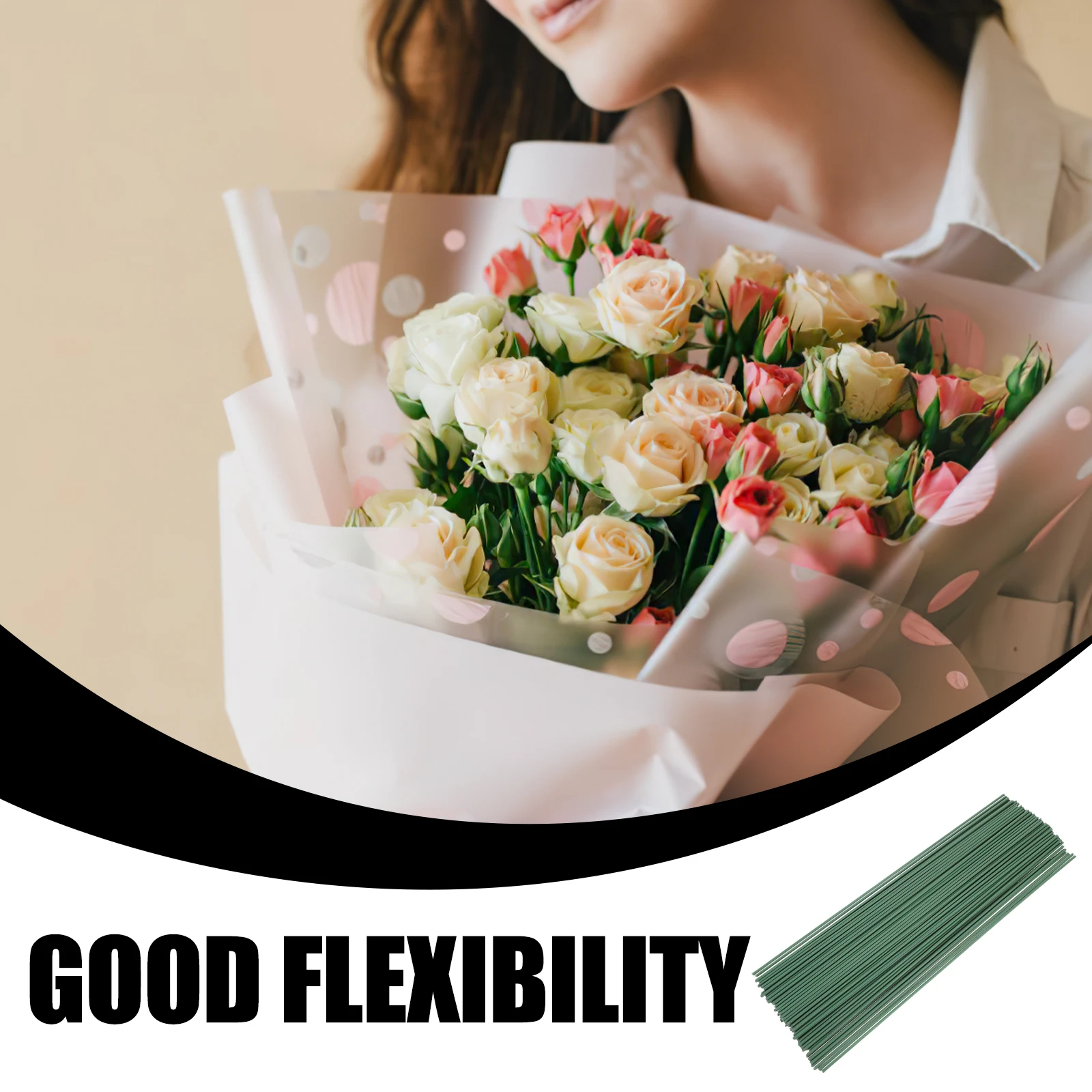 

100pcs Green Floral Arrangement Kit Artificial Flower Stems Wire DIY Flower Stem Support Garland Bouquet Materials