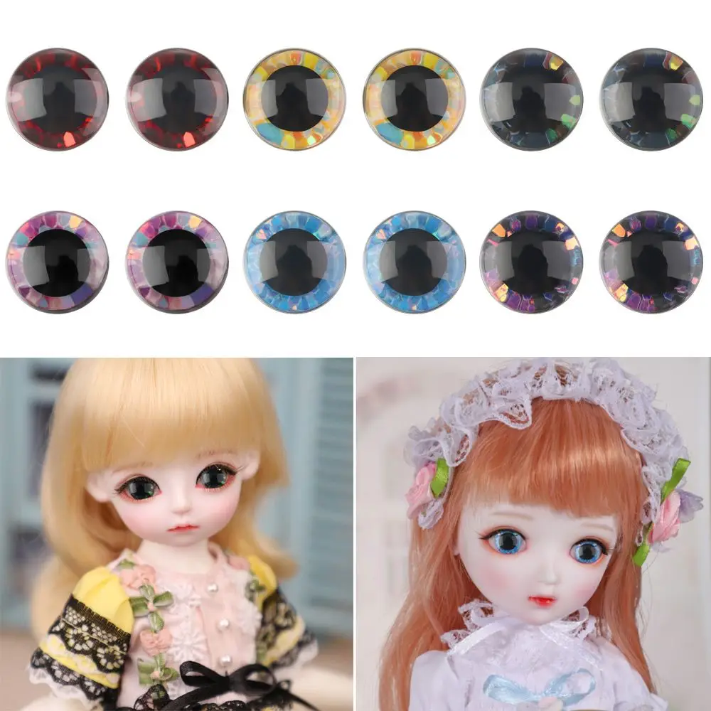 3D 14/16/18/20/25mm Round Plastic Safety Eyes Findings Stuffed Toys Glitter Safety Eyes Nonwovens Hard Washer Clear Plush Doll