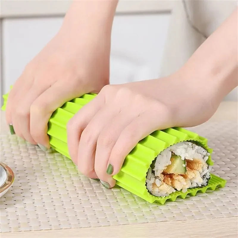 1PC Imitation Bamboo Sushi Roller Curtain Tool Silicone Sushi Roll Mold Commercial Nori Sushi Nori Bag Rice Special Bento