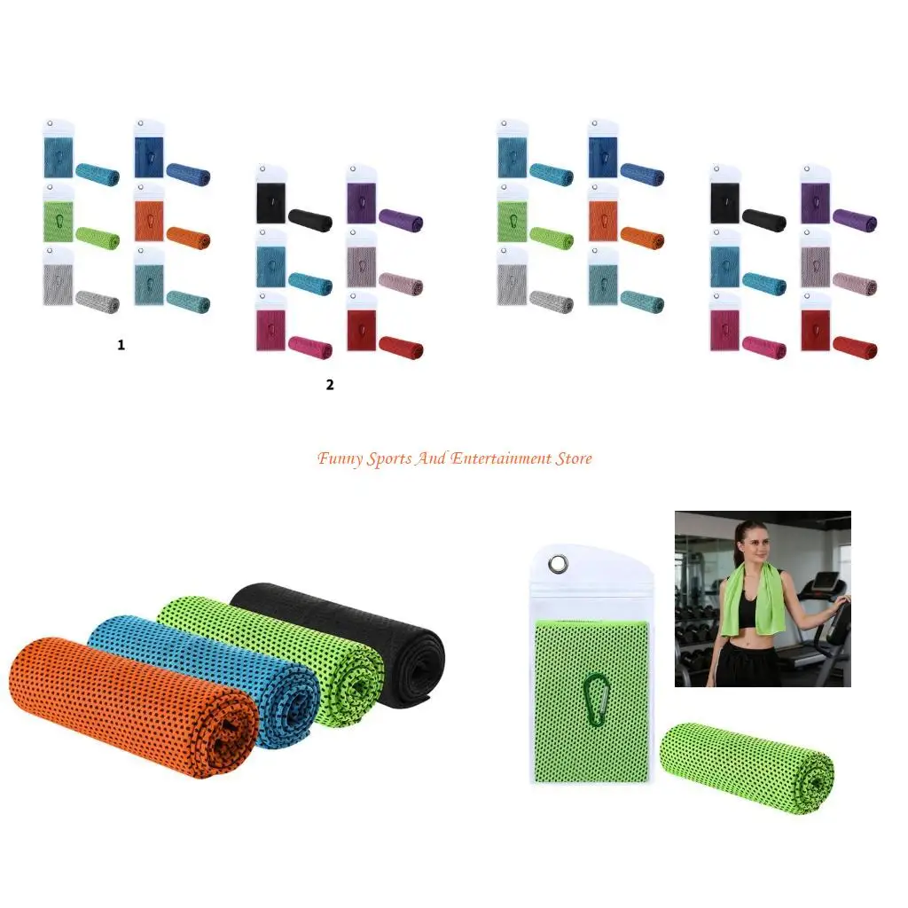 C4DE Fitness Running Swim Towel Cooling Sports Towel With Carabiner Clip For Backpacking Tennis Swimming And Daily Use