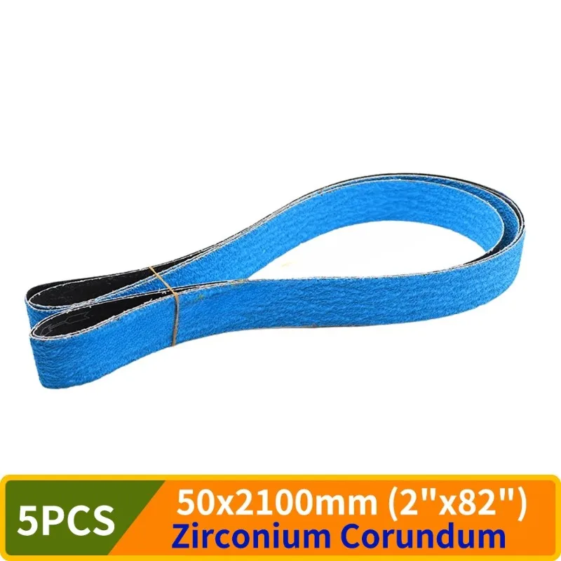 5PCS 2100x50mm Zirconium Corundum Sanding Belts 40/60/80 Grit, Sanding Belts for Stainless Steel Alloy Steel Metal Polishing
