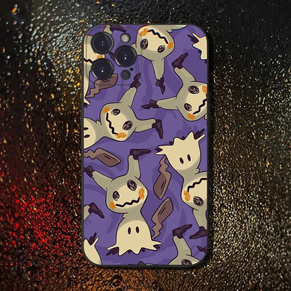 귀여운 심플 M-미미큐 아이폰 16,15,14,13,12,11 플러스,프로 맥스,XS,X,XR,SE,미니,8,7용 소프트 실리콘 블랙 케이스