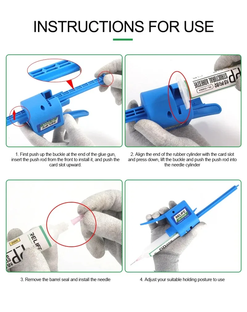 RELIFE Glue Gun Paste Extruder Universal Solder Flux Dispenser Welding Oil Solder Paste UV Booster Syringes Plunger Putter Tools