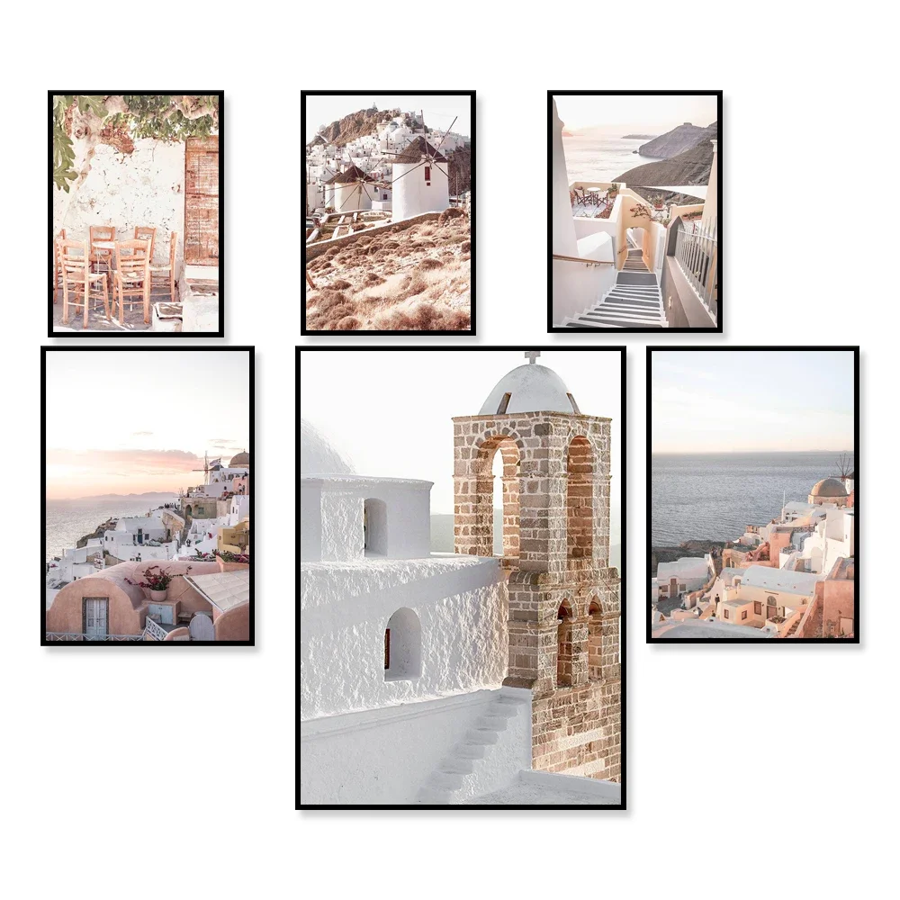 

Greek Prints, Oia Santorini, Mykonos Pastel Print Art, Modern Minimalism, Travel Art Prints, Landscape Posters