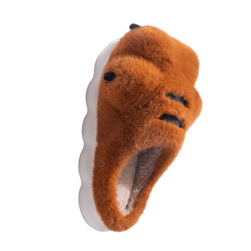 

Tiger Paw Plush Slippers Flat Thermal Slippers Comfortable Fluffy Home Slippers Furry Paw Couple Slippers for Autumn Winter
