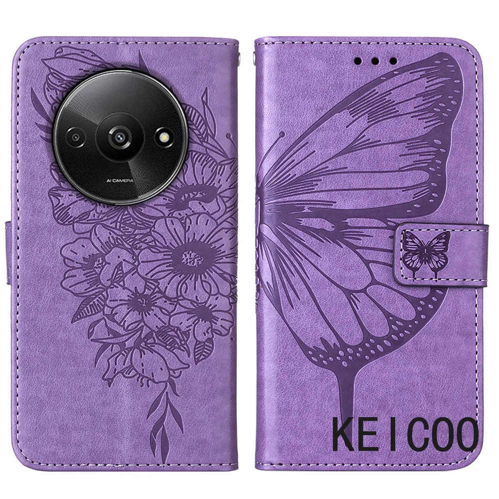 Anti-Scratch Shell for Xiaomi Redmi Poco Note X6 A3 13 M6 K70E Pro Plus 4G 5G Embossed Butterfly Case Leather Sheath Covers