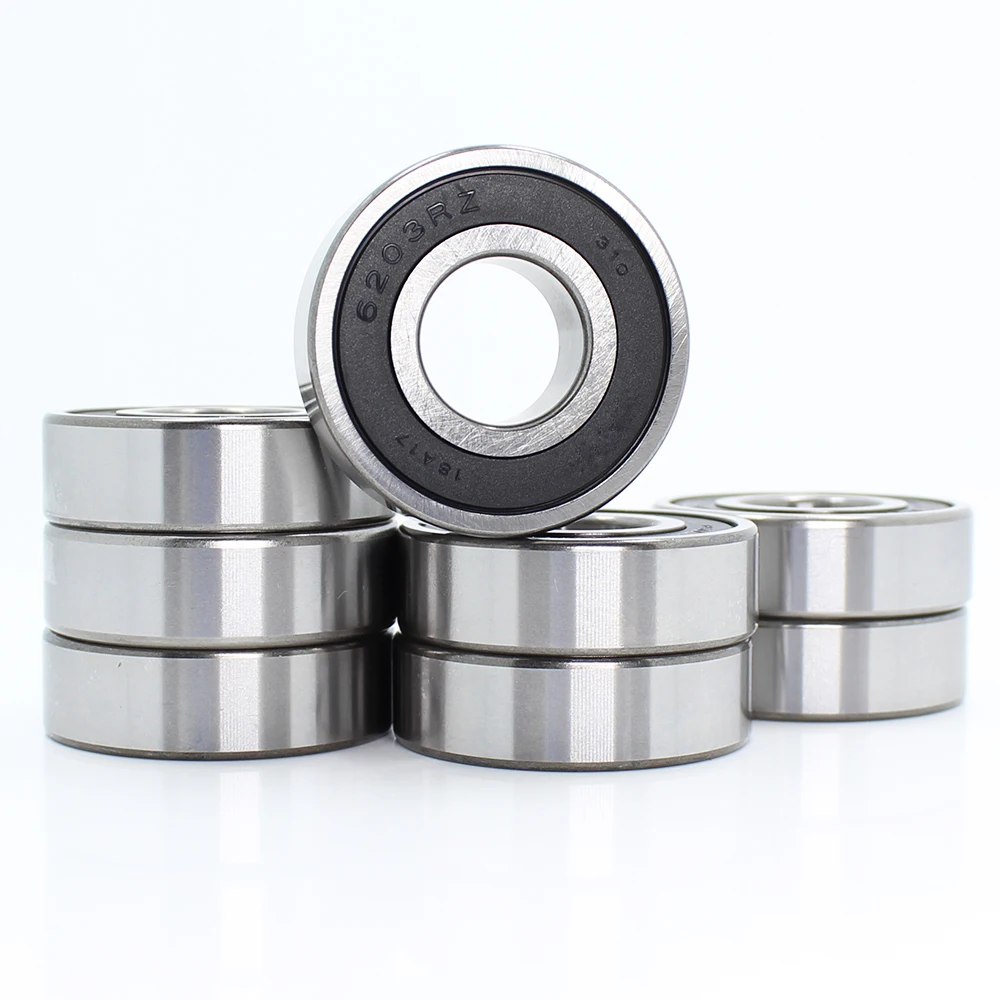 

6203RZ Bearing 17*40*12 mm ABEC-3 8Pcs Mute High Speed For Motorcycles 6203 RS 2RZ Ball Bearings 6203RS 2RS With Nylon Cage