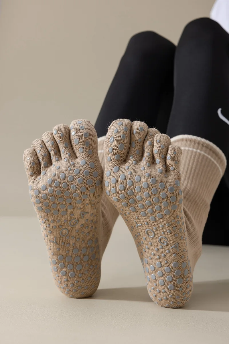 1 Paar Damen Fünf-Zehen-Silikon-Antirutsch-Yoga-Socken Weiche Atmungsaktive Ballett-Tanz-Damen-Fitness-Sport-Antirutsch-Pilates-Socken – Detail 7