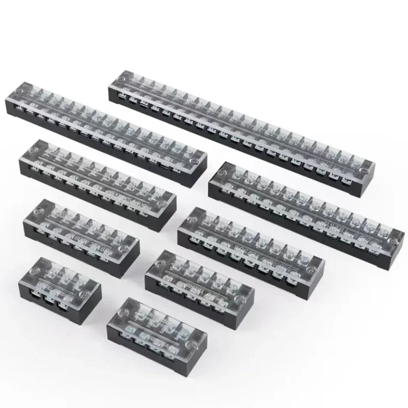 15A/25A/45A 600V Dual Row Barrier Screw Terminal Block Wire Connector TB Series 3 4 5 6 8 10 12 16 20 Positions Ways