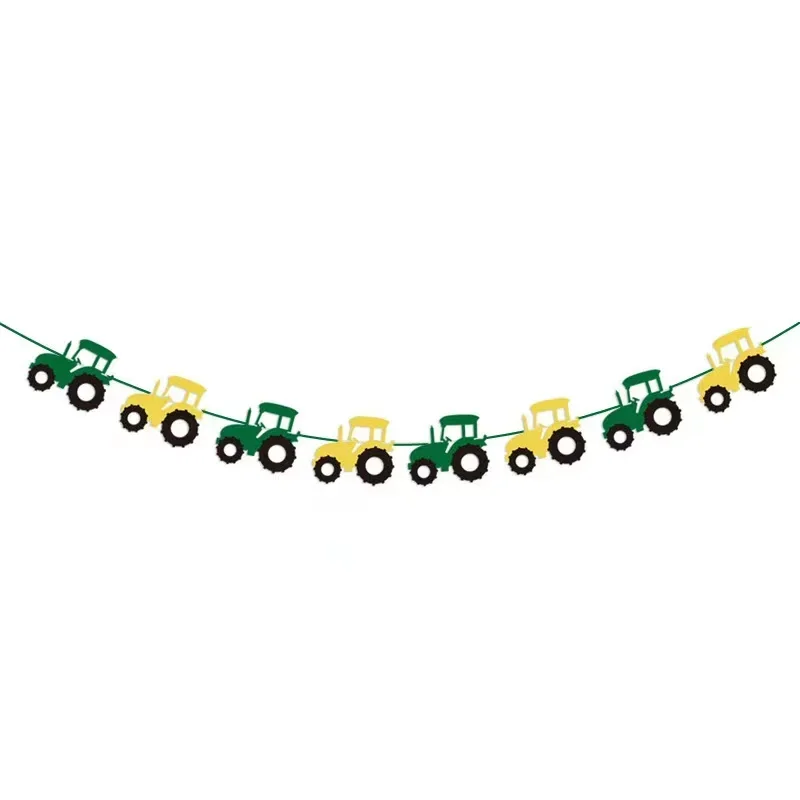 New Farm Tractor Themed Disposable Tableware Cup Plate Set Kids Birthday Tablecloth Balloon Banners Decoration Supplies