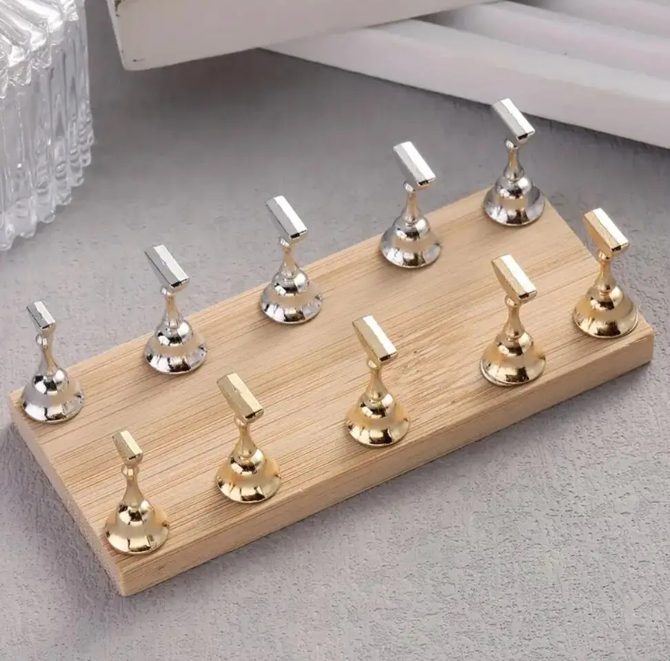 10st magnetische goud zilver acryl nail art displaystandaard beginnersvriendelijke nagelhouder voor praktijk en salon decor kit accessoire