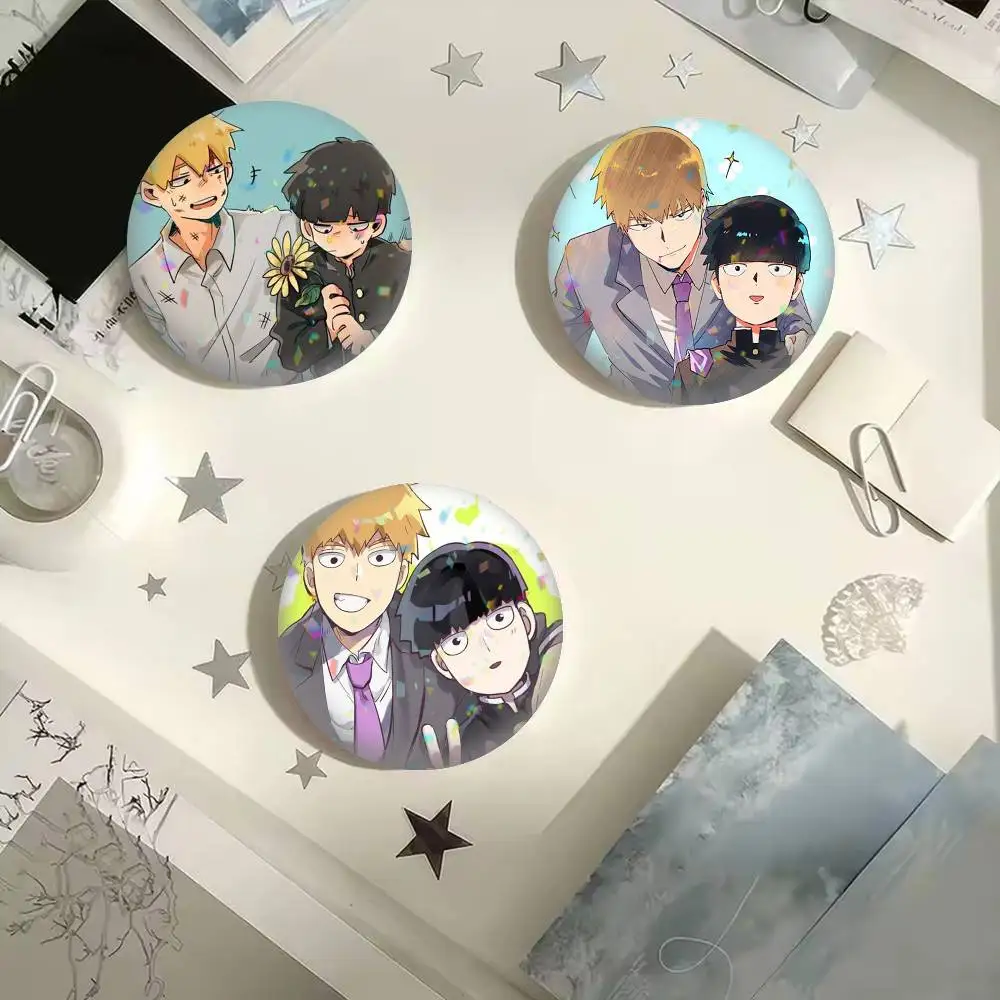 Anime Shigeo Kageyama Mob  25mm 32mm 44mm 58mm 75mm Brooches Badges Pins for Accessories Gift