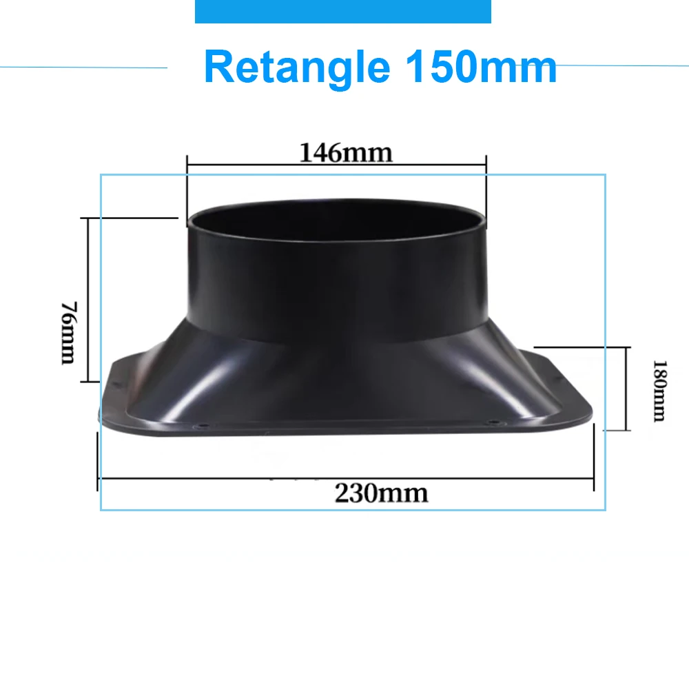 100-150mm Long Flange Duct Fan Hose Connector Air Ventilation Adapter for Kitchen Hood Ventilator Pipe Connecting Exhaust Outlet