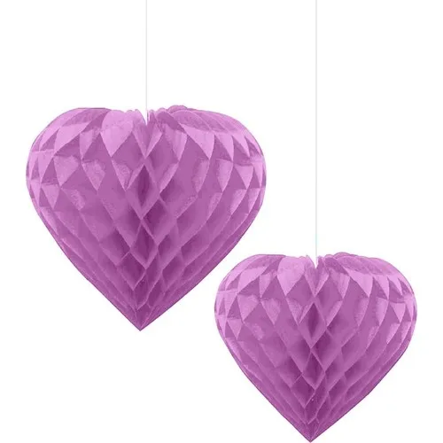 Aydınlı Party Purple Color Heart Shaped Honeycomb Paper Ornament Decor Hanging Ornament 25 cm 1 PCs