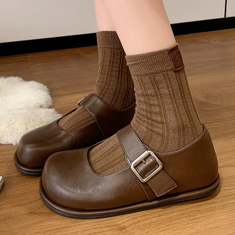 

Женские лоферы на плоской подошве с пряжкой, туфли Мэри Джейн из мягкой кожи, осенние женские туфли Лолиты, новинка 2024, трендовый бренд, Zapatillas, женские