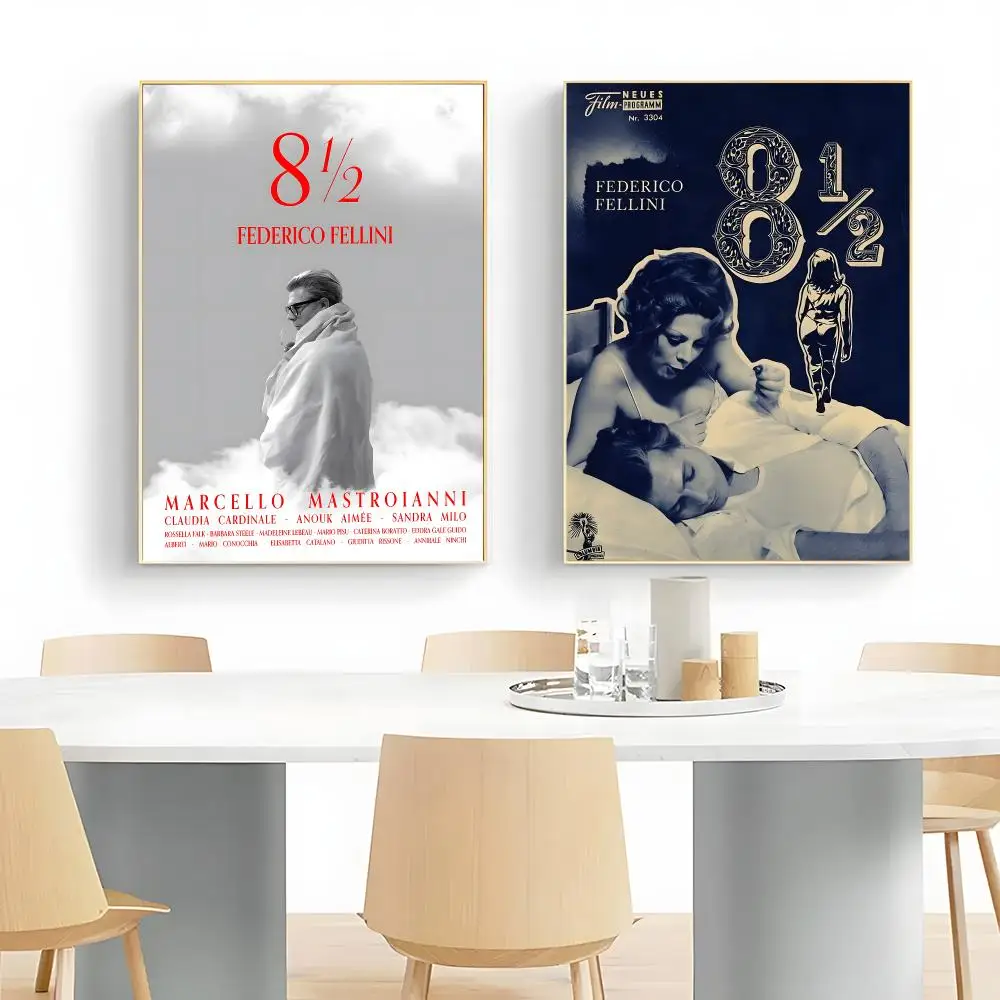 Federico Fellini's Poster Frameless Peel-and-Stick Removable Wall Art Print