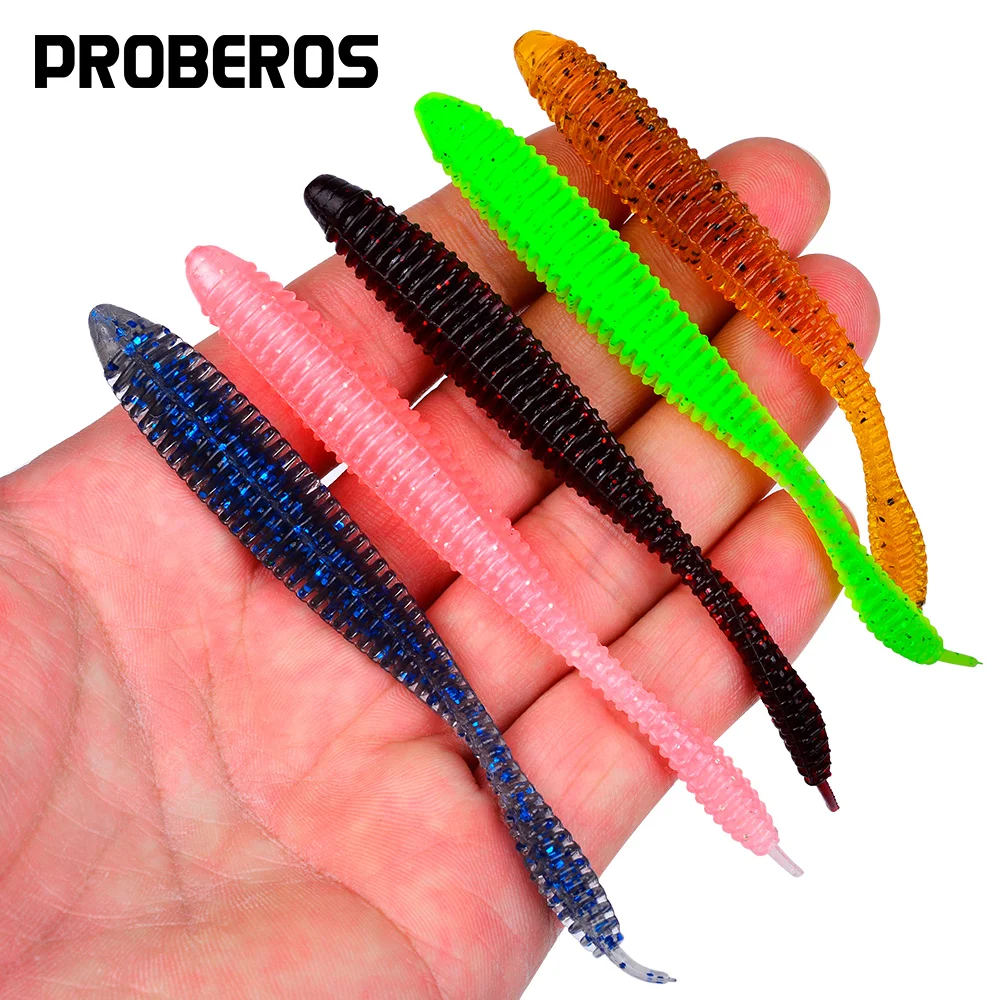 PROBEROS 10 قطعة لينة الصيد إغراء محاكاة دودة 10 سنتيمتر 3 جرام الاصطناعي نابض بالحياة السحر مريب رائحة باس إغراء
