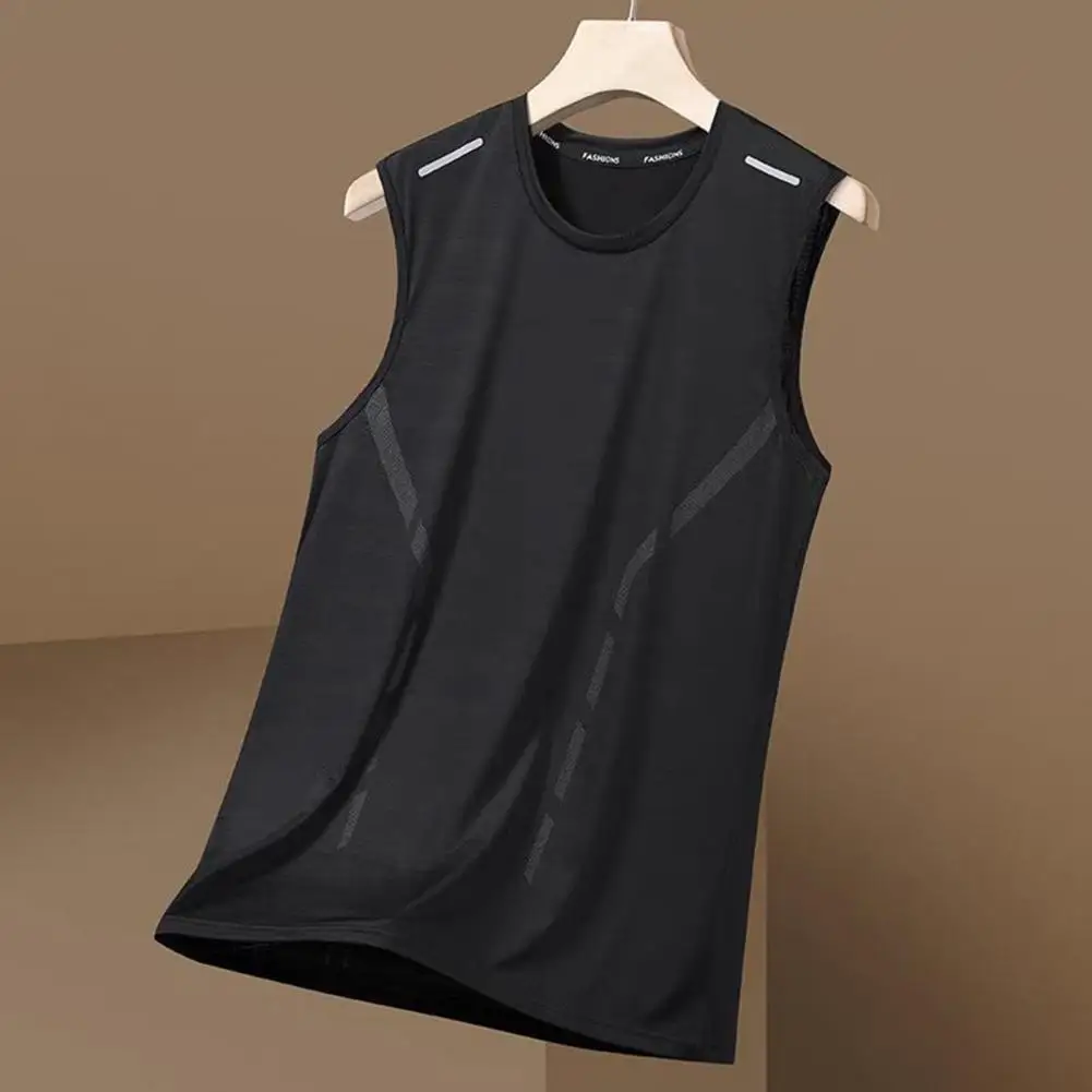 Men Summer Sport Vest Ice Silk Loose Fit Sleeveless Sweat Absorption Quick Dry Pullover Gym Fitness Jogging Tank Top