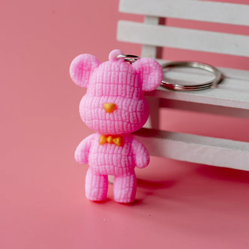 Cartoon Gloomy Bear Keychain, 3D Mini PVC Keyring para sacos-chave, encanto bonito