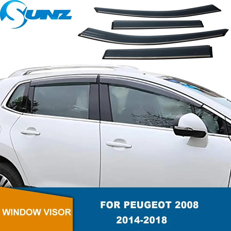 Side Window Deflector For Peugeot 2008 2014 2015 2016 2017 2018 2019 Window Trim  Window Visors Sun Rain Guard Vent Deflectors