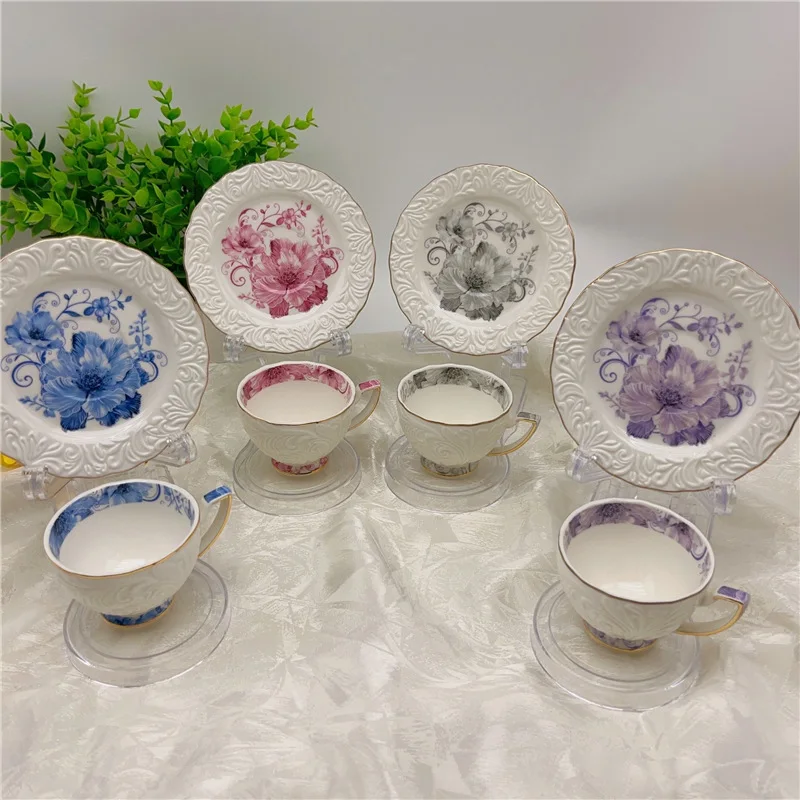 

Retro Relievo 6 Cups and Plates Turkish Espresso Cup Exquisite Afternoon Tea Coffee Cup The Ideal Gift Box Set