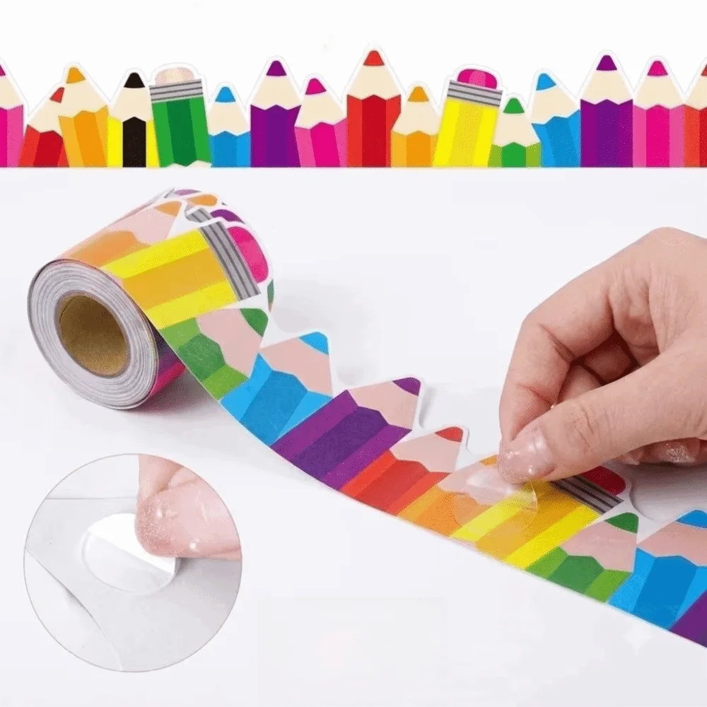 Self Adhesive Chalkboard Bulletin Board Border Roll Format Coated Paper Classroom Border Decors DIY Border Trim Sticker