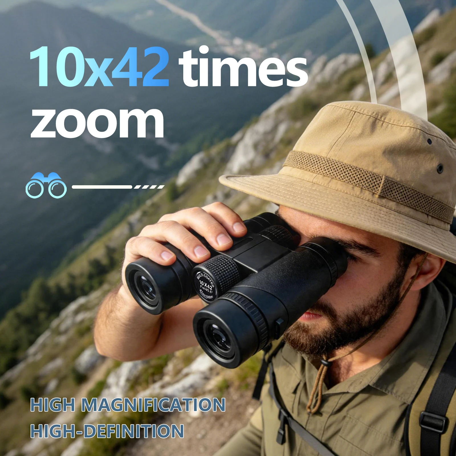Jumelles HD 10X42, télescope puissant et étanche pour l'observation des oiseaux, le camping, les voyages en plein air et les aventures