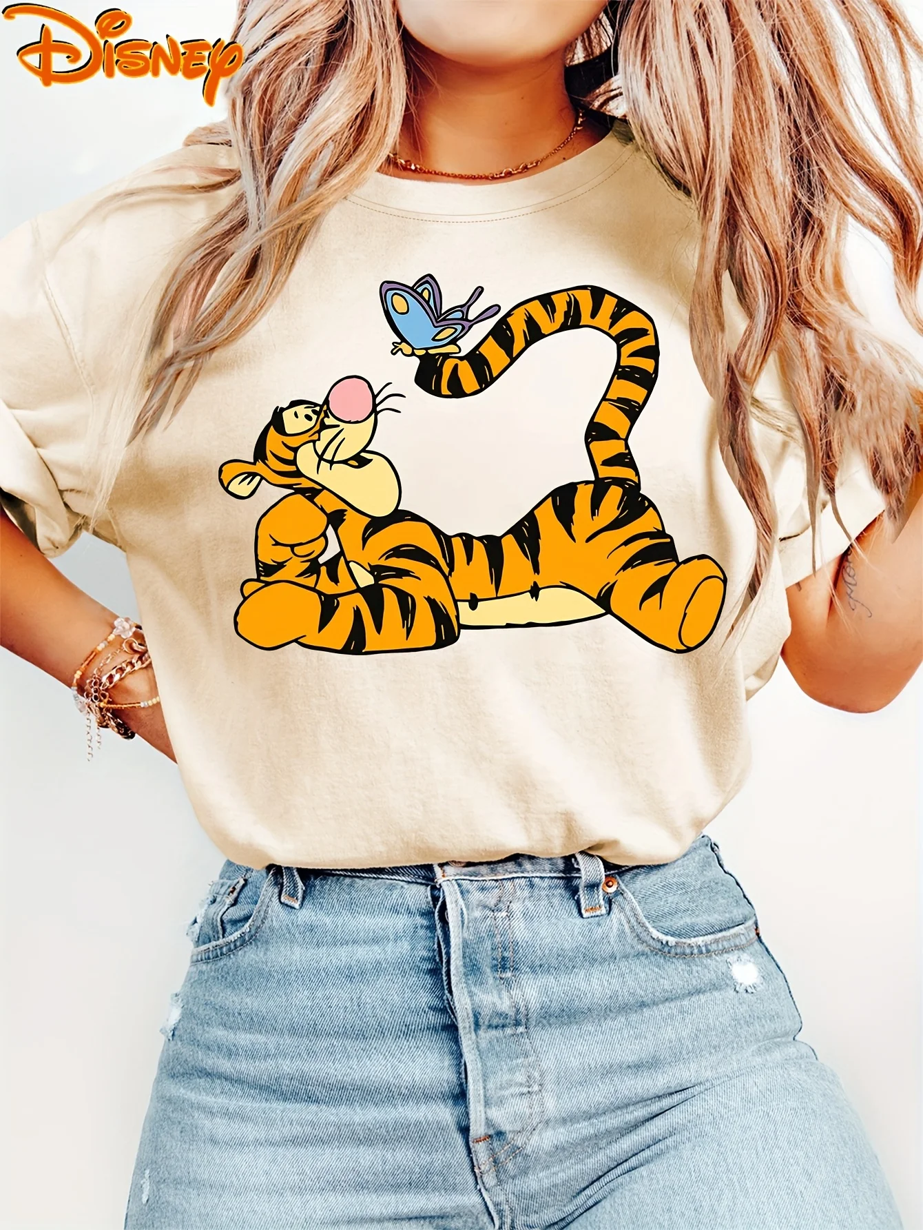 

Women's Disney Winnie The Pooh Bear Tigger T Shirt Cotton Tee O-Neck Casual Oversize Short Sleeve Streetwear Loose Clothing Tops
