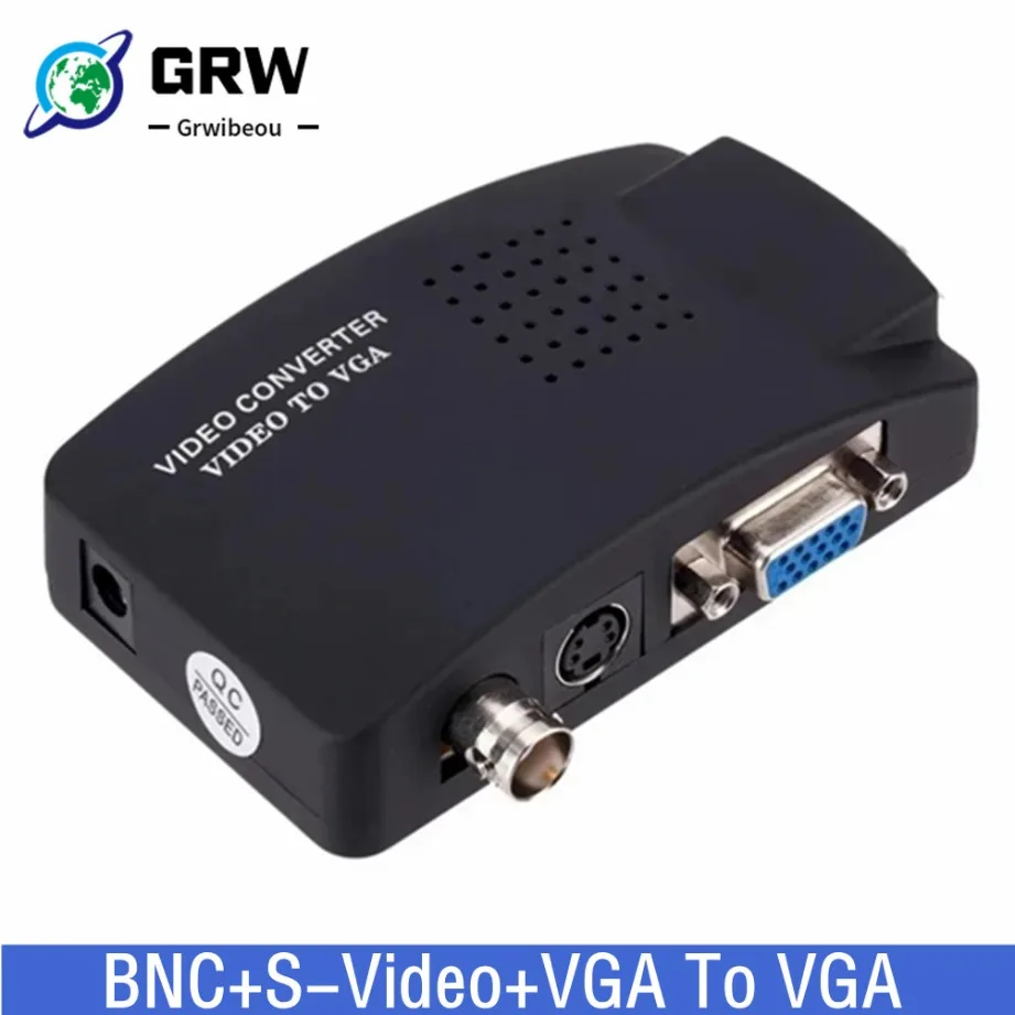 

Grwibeou BNC S-Video VGA to VGA Video Converter 1080P BNC to VGA Output Adapter Digital Switch Box For PC Mac TV Camera DVD DVR