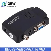 Grwibeou BNC S-Video VGA to VGA Video Converter 1080P BNC to VGA Output Adapter Digital Switch Box For PC Mac TV Camera DVD DVR