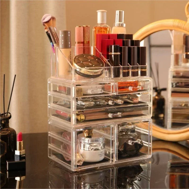 Acrylic Transparent Multi-layer Cosmetics Storage Box Stackable Drawer Large Capacity Compact Dustproof Makeup Storage Box