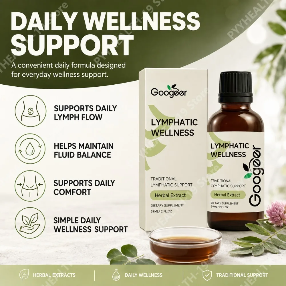 Googeer Lymphatic Drops Herbal Cleavers Moringa Red Clover Stillingia For Lymph Flow Fluid Balance & Circulation Adult 59ml