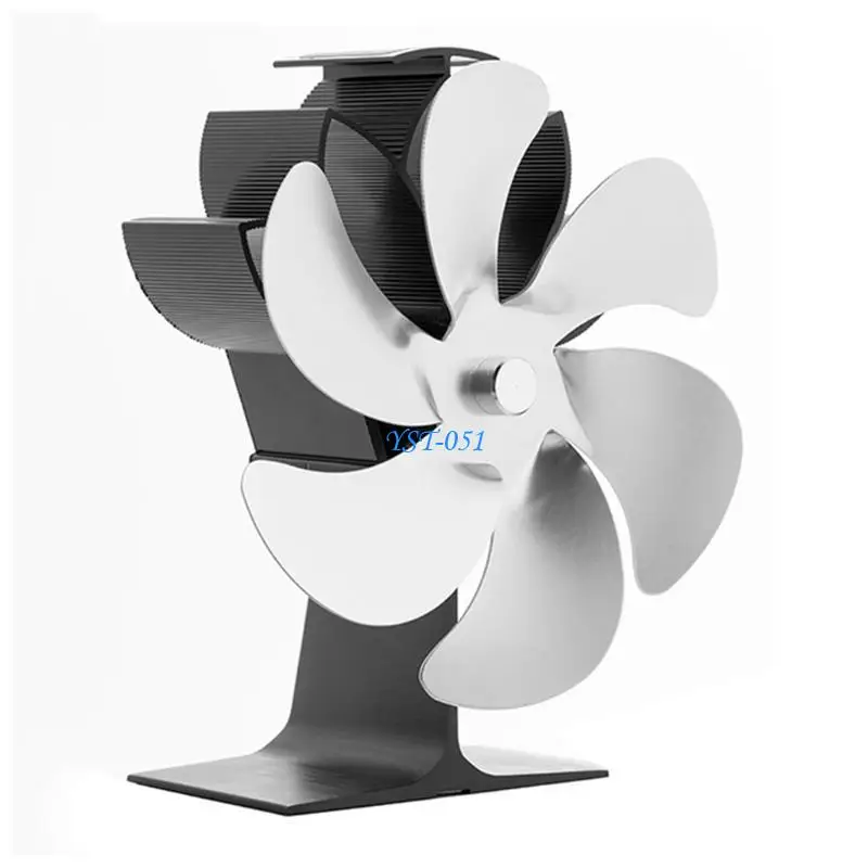 E15A مروحة موقد خشبي صامت تعمل بالطاقة الحرارية 6 شفرات صغيرة هدية مثالية لمنزلك Fa #5