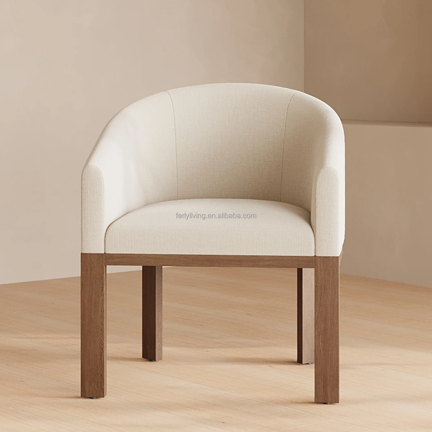 

FERLY Customized Morden Customization Dining Room Furniture Modern Wood Column Armrest Dining Armchair