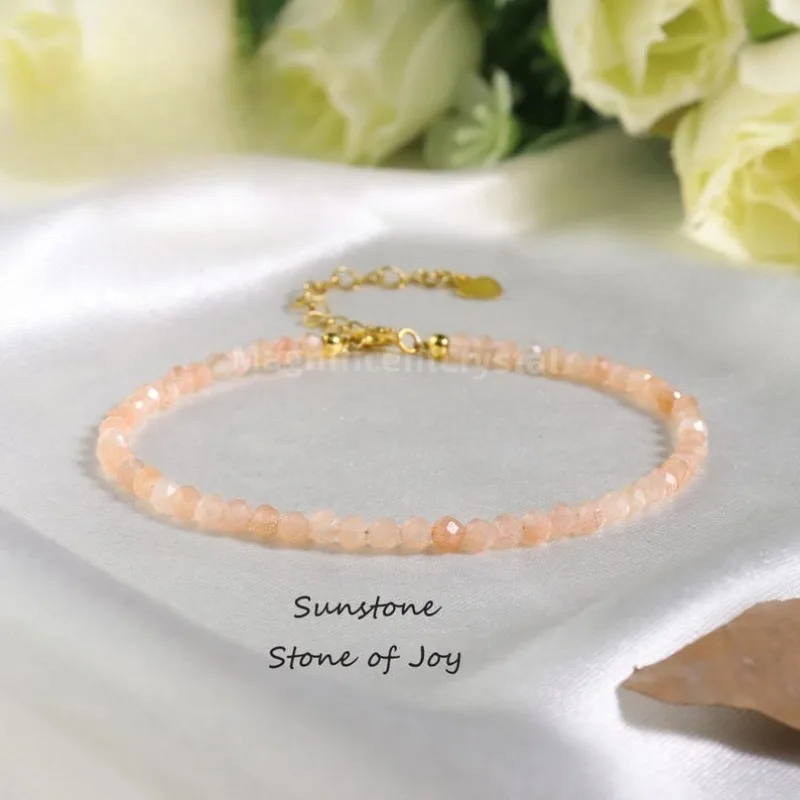 Natural sunstone bracelet, solar plexus chakra crystal, reiki gift