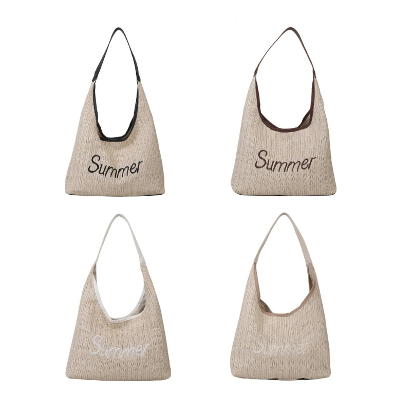 

Women Straw Shoulder Bag Hand-woven Handbag Large Capacity Tote Bag Fashion Summer Beach-Bag Ladies Seaside Vacation Bag