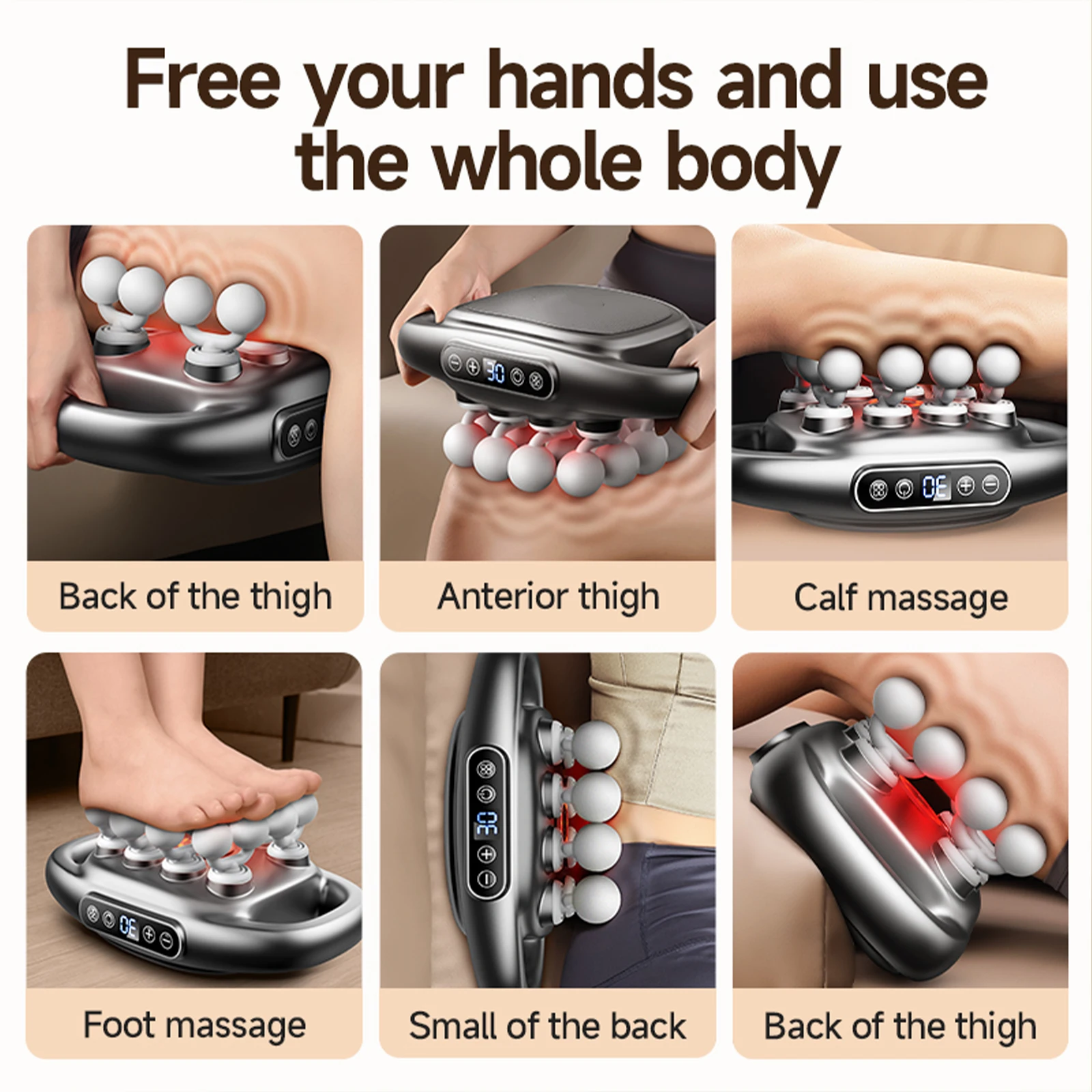 

8/16 Head Massage Gun Set W/30 Intensities Deep Tissue Massage Gun Percussion Massager for Back Shoulders Legs Ache Relie