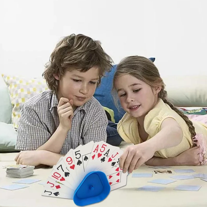 Soporte de juego de póker de 16 piezas, soporte de tarjetas de juego, placa triangular, organizador de cartas de juego familiares, juego de póker