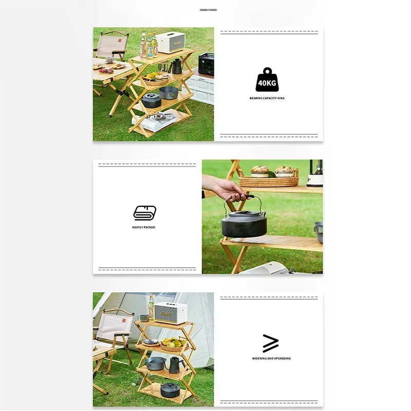 Home Furniture Camping  Bamboo Shelf Rack Foldable Outdoor 3 Plies 4 Plies Folding Storage Rack portable table Flower Rack Shoe