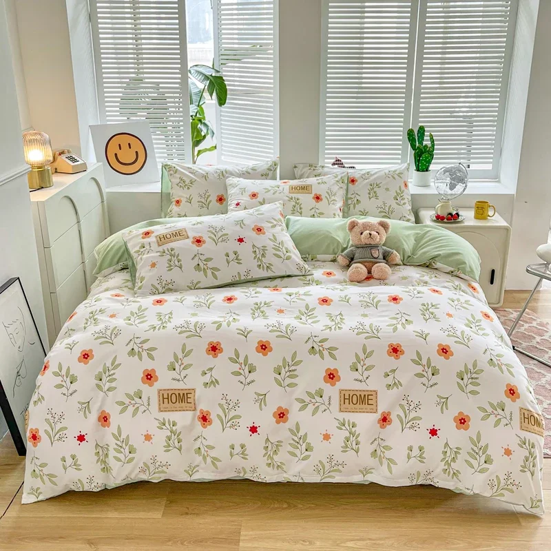 Chic Botanical Duvet Cover Garden Floral Bedding Set 4 Pieces Leaves Duvet Covers Set for Girls Women Farmhouse Comforter Cover