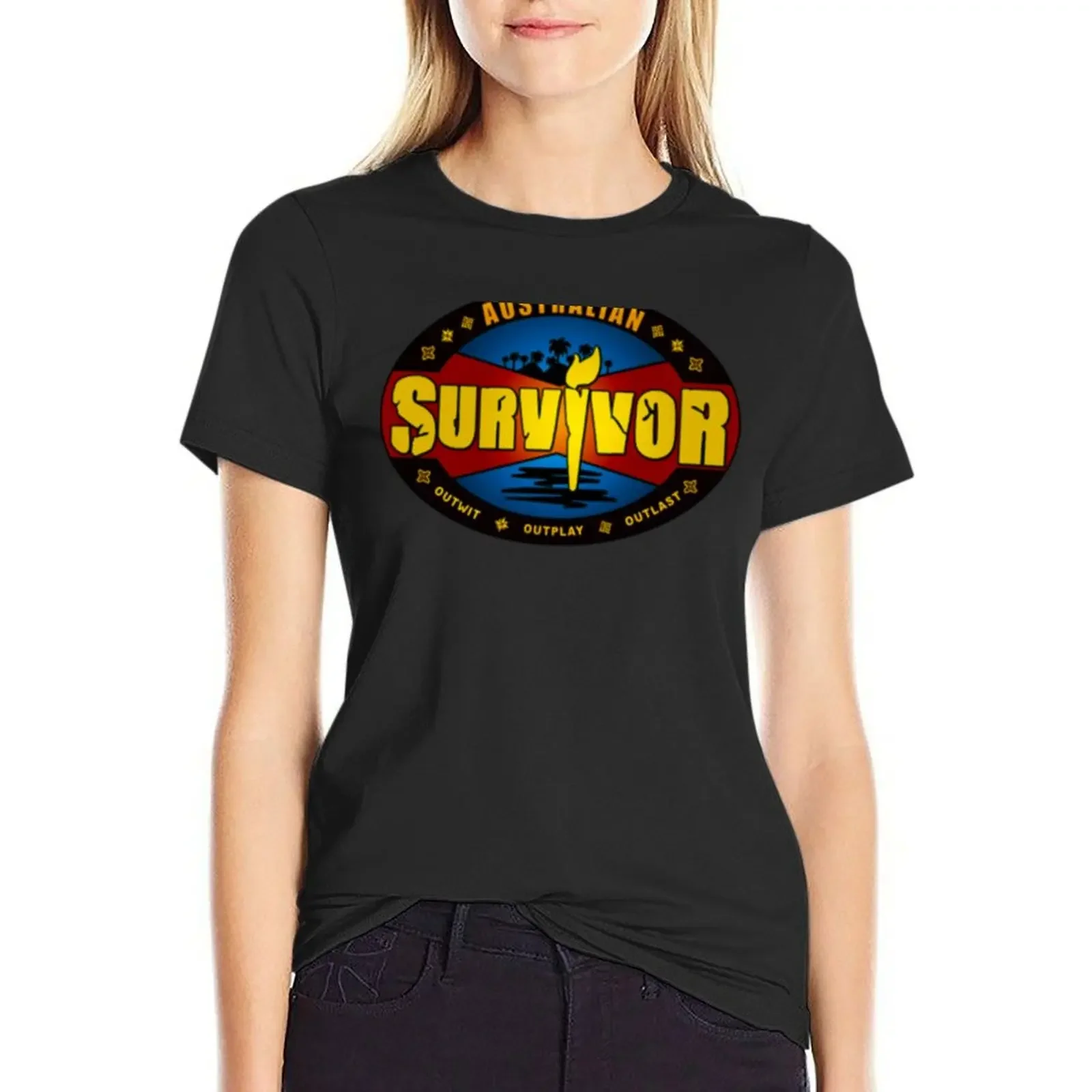 

Australian Survivor T-shirt graphics Short sleeve tee funny black t-shirts for Women