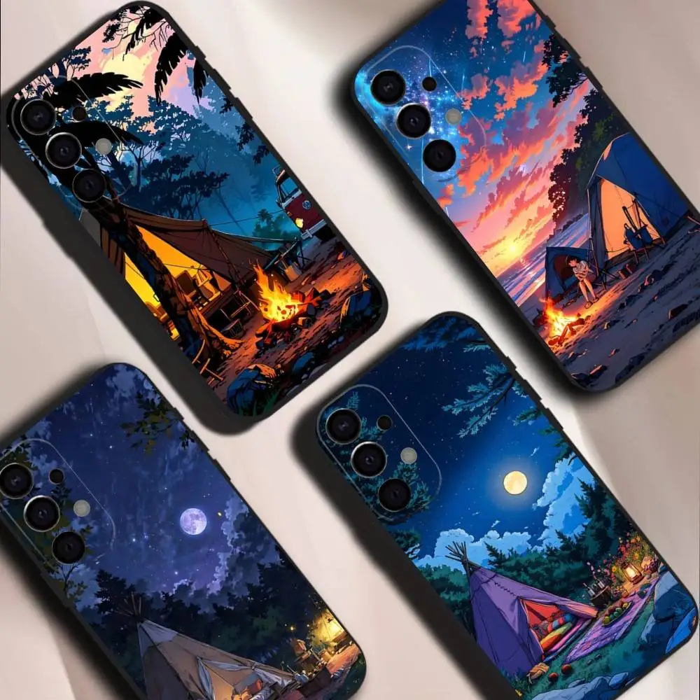 

Outdoor Campings Art Black Cover Phone Case For Samsung S26,S25,S24,S21,S22,S23,S30,Ultra,S20,Plus,Fe,Lite,5G