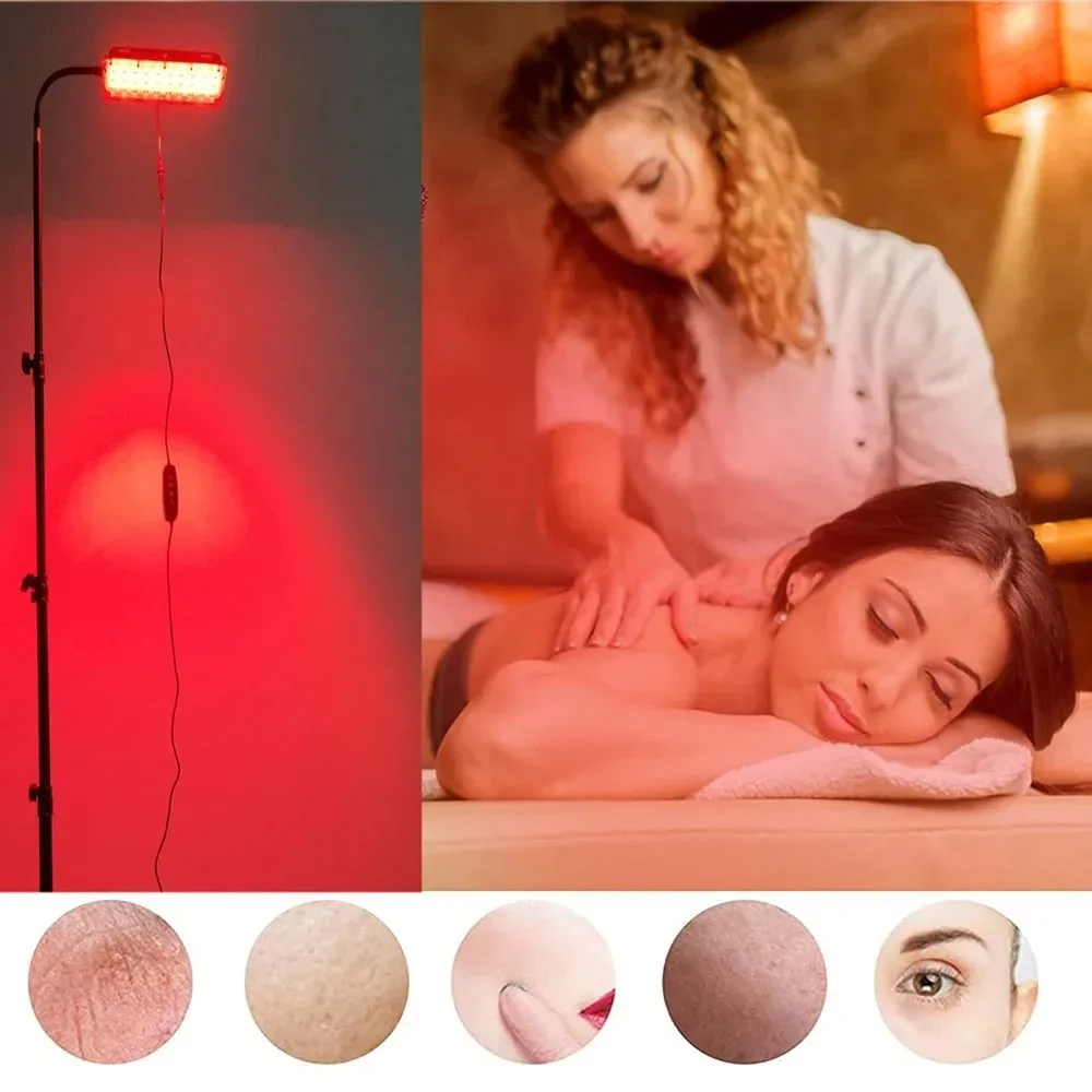 Lámpara de luz roja e infrarroja con soporte de altura ajustable, dispositivo de luz roja de 660nm y 850nm para belleza, salud, alivio de la fatiga corporal