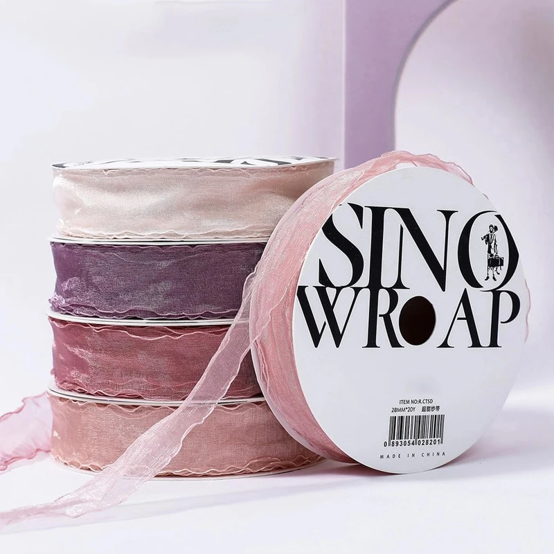 Sheer Chiffon Ribbon Organza Satin Translucent Chiffon Ribbon for Wrapping Decorating Wedding Birthday Bouquet Garland